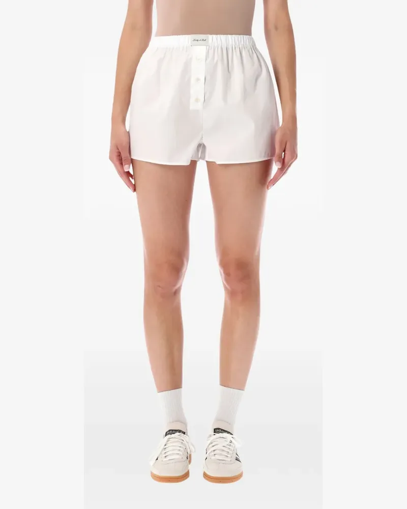 SPORTY & RICH Jeans-Shorts mit Logo-Patch - Weiß Weiß