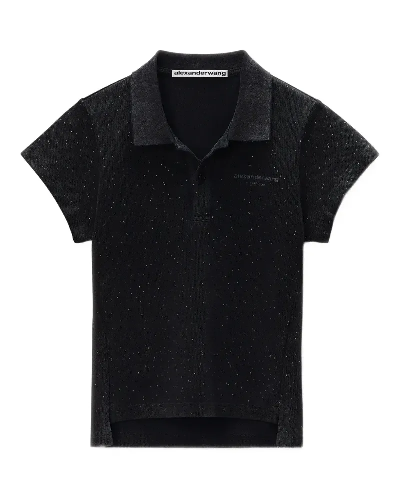 Alexander Wang crystal-embellished polo shirt - Schwarz Schwarz