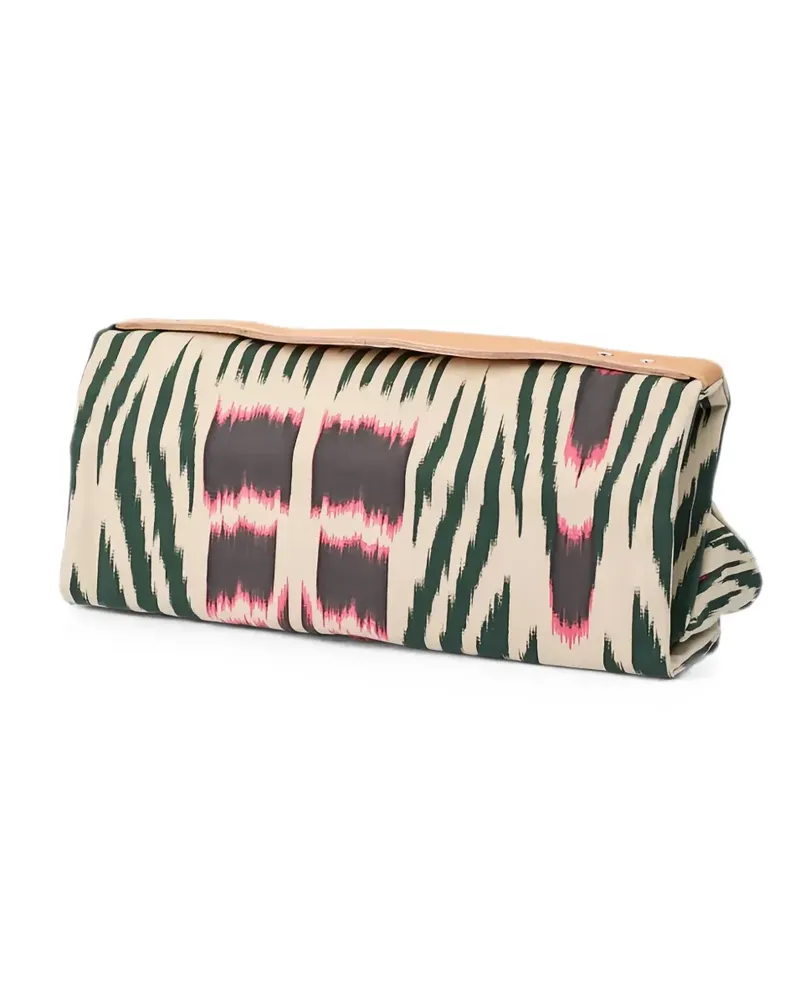 Rabens Saloner large Suli ikat-print leather-trim clutch bag - Nude Nude