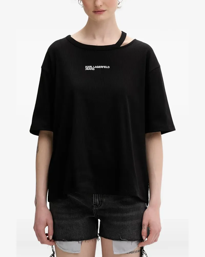 Karl Lagerfeld T-Shirt mit Cut-Out - Schwarz Schwarz