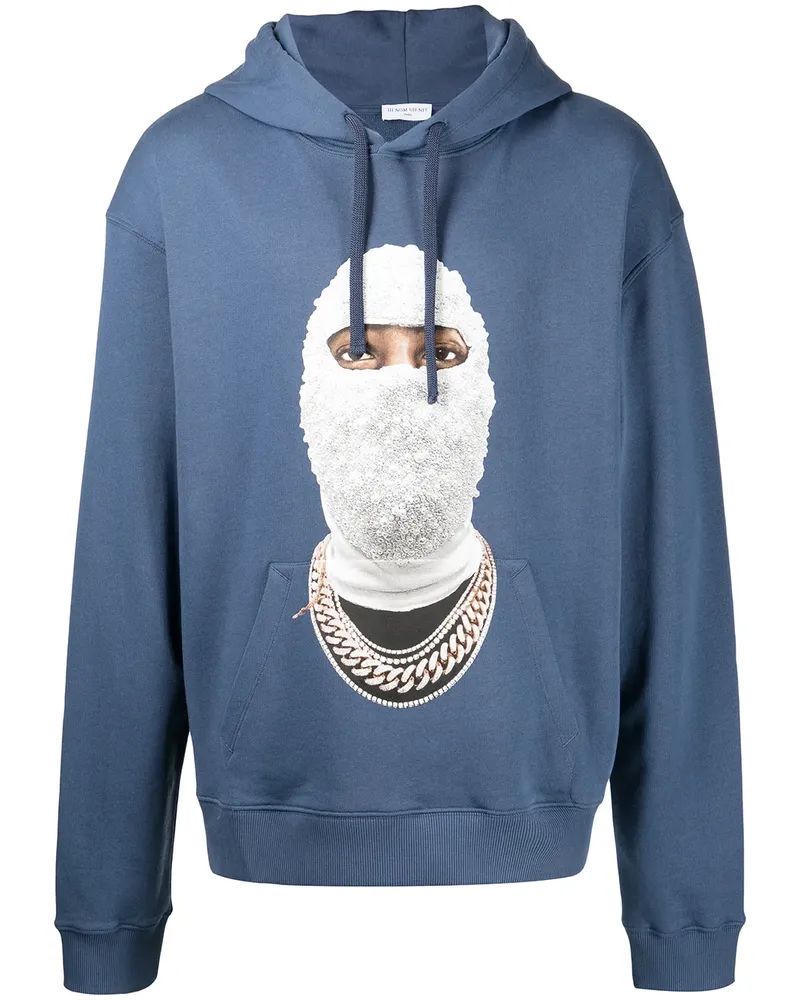 IH NOM UH NIT Hoodie mit Gold Face-Print - Blau Blau