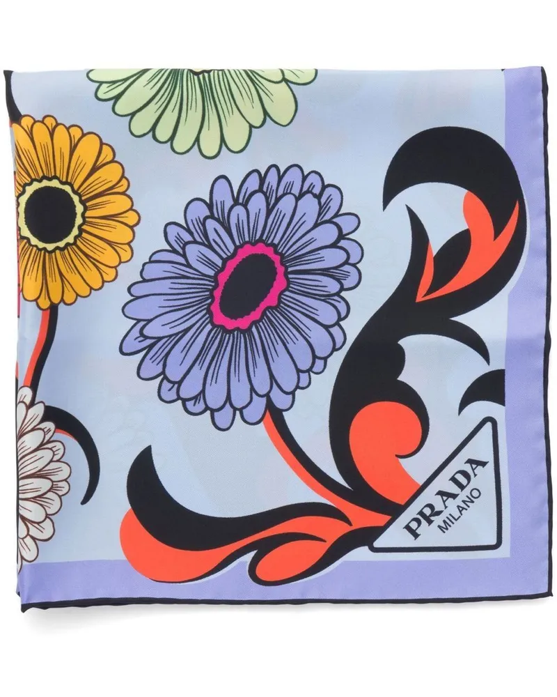 Prada Schal mit Blumen-Print - Blau Blau