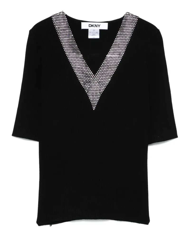 DKNY Oberteil mit Kristallverzierung - Schwarz Schwarz