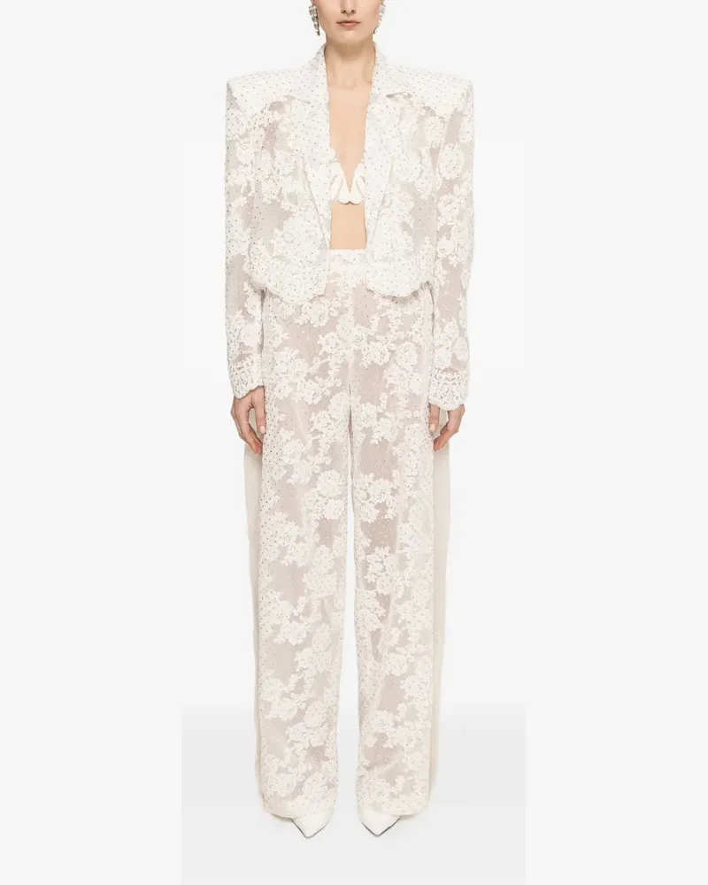 NISSA embellished lace trousers - Weiß Weiß