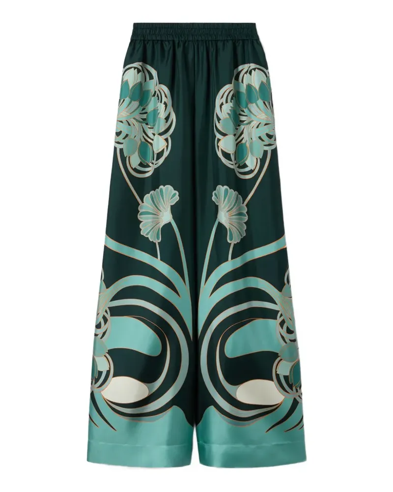 La DoubleJ Hose mit Blumen-Print - Grün Grün