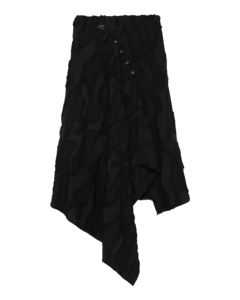 Masnada asymmetric frayed-effect midi skirt - Schwarz Schwarz