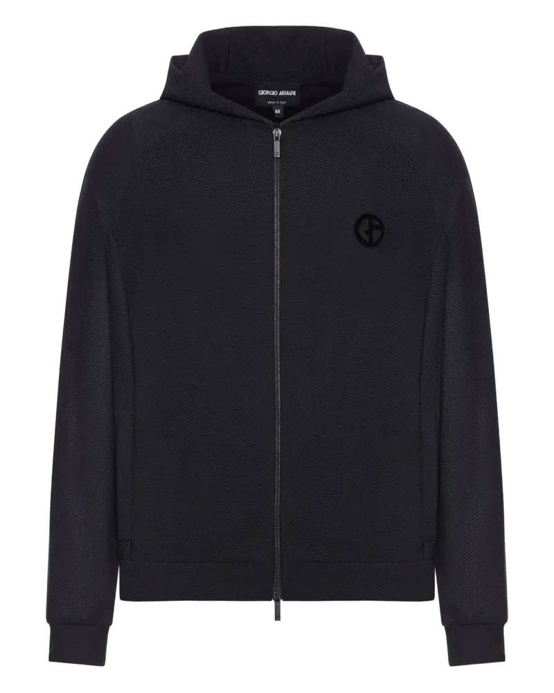 Giorgio Armani Strukturierte Kapuzenjacke - Schwarz Schwarz