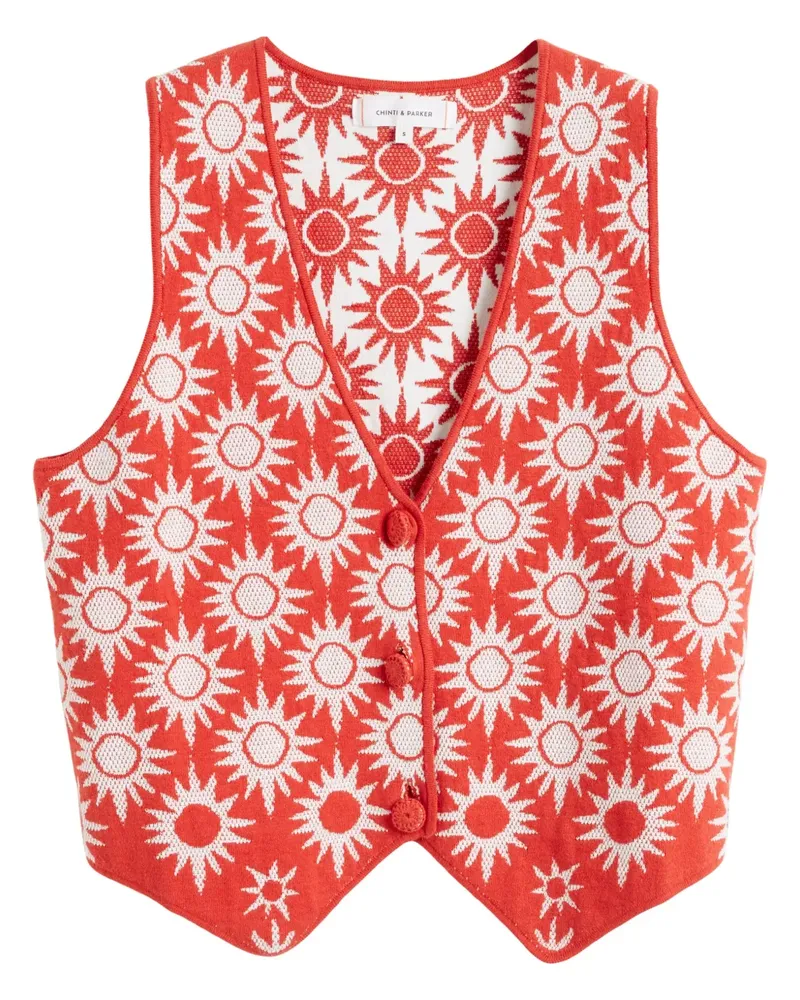 Chinti & Parker x Laura Whitmore Weste mit Jacquardmuster - Orange Orange
