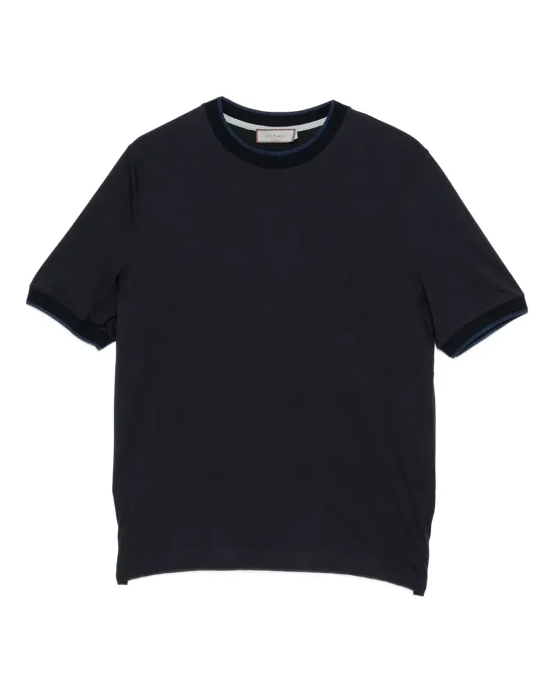 Canali contrast-trim T-shirt - Blau Blau