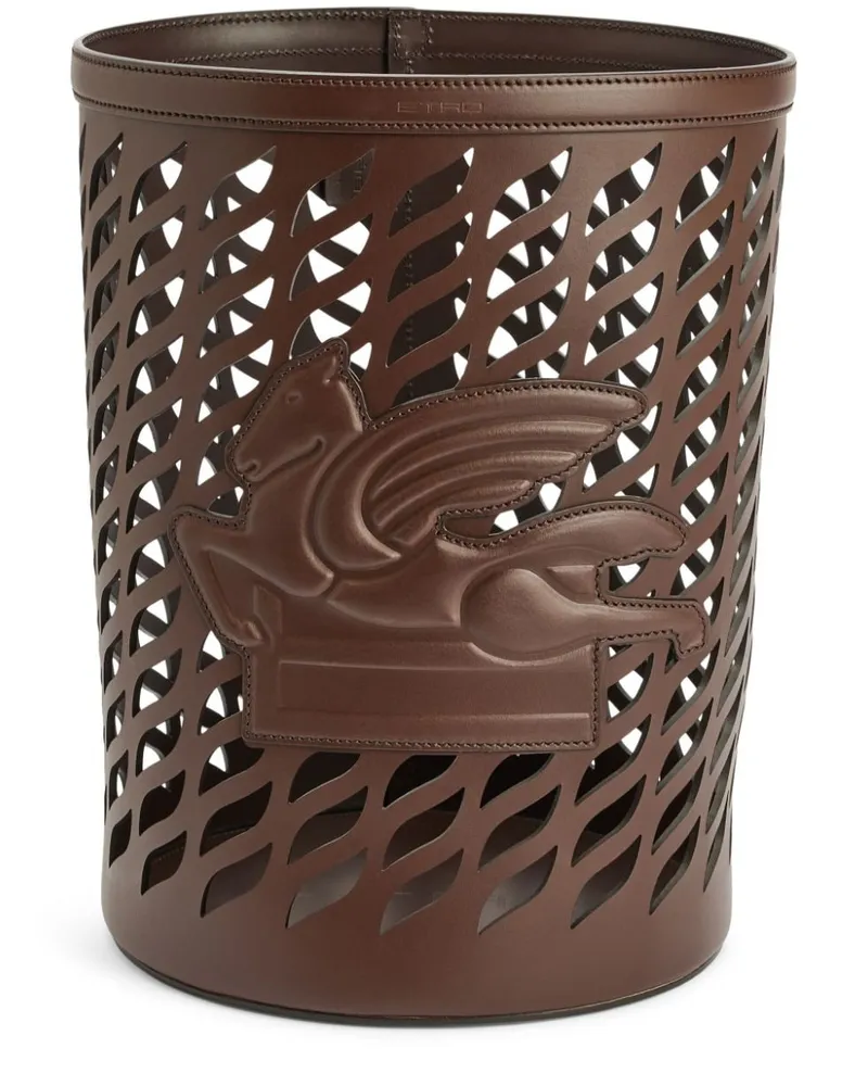 Etro Vase aus Leder mit Pegaso-Motiv - Braun Braun