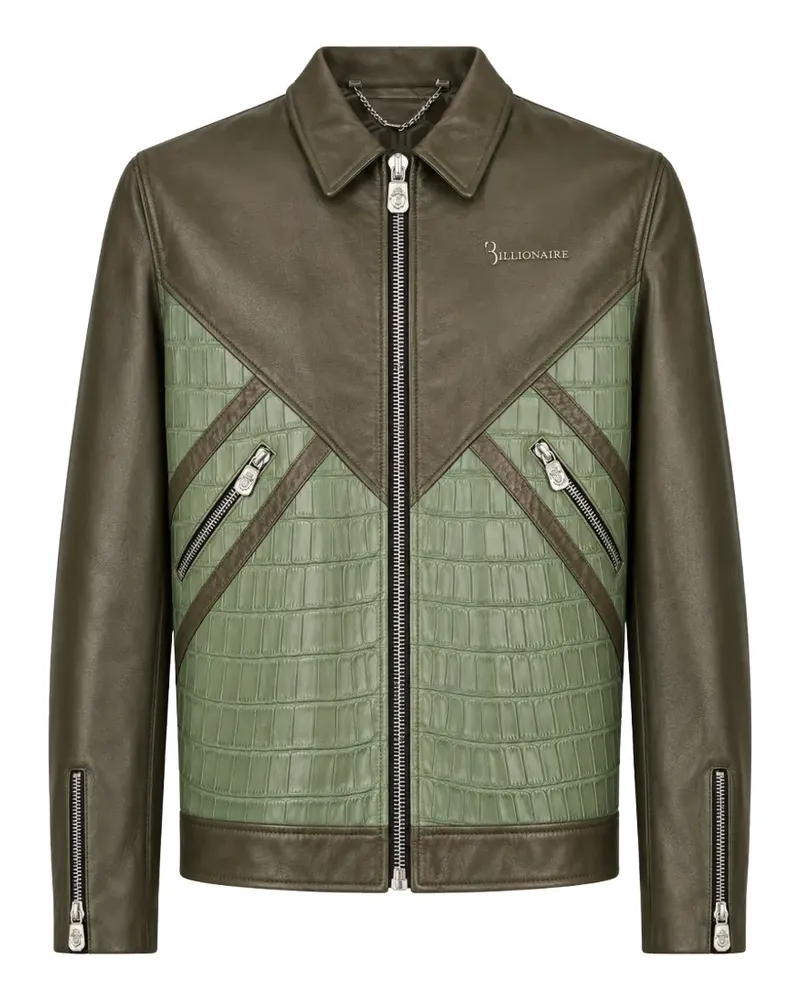 Billionaire crocodile-insert leather jacket - Grün Grün