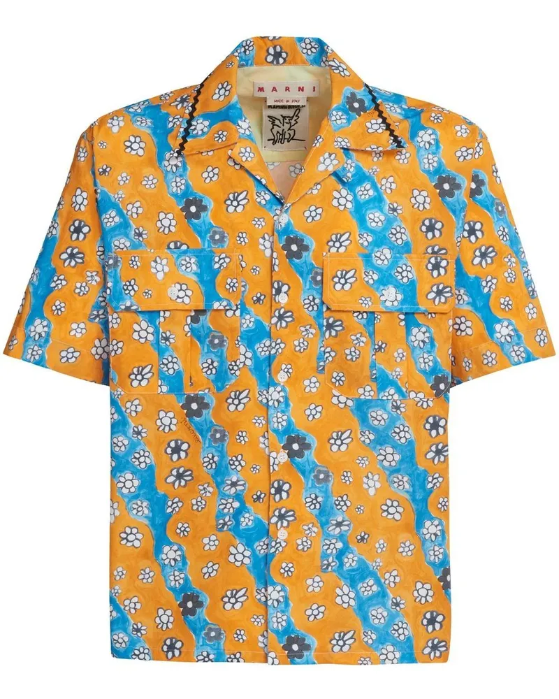 Marni Hemd mit Margeriten-Print - Orange Orange