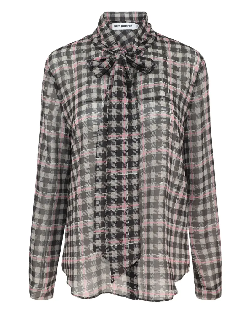 Self-Portrait Bluse mit Check - Braun Braun