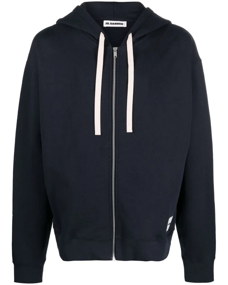 Jil Sander Kapuzenjacke mit Logo-Patch - Blau Blau
