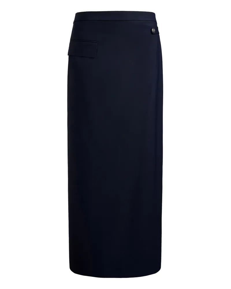 12 STOREEZ Asymmetrischer Midirock in Wickeloptik - Blau Blau