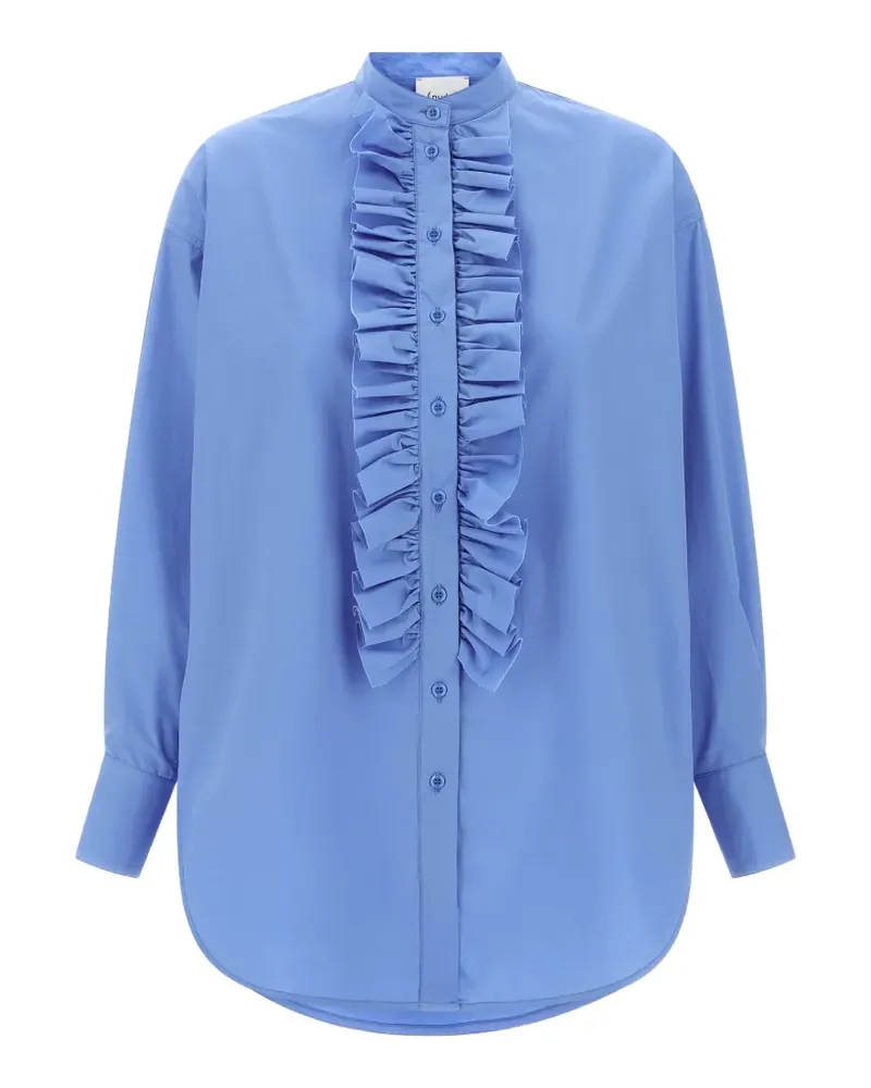 NUDE mandarin-collar ruffled shirt - Blau Blau
