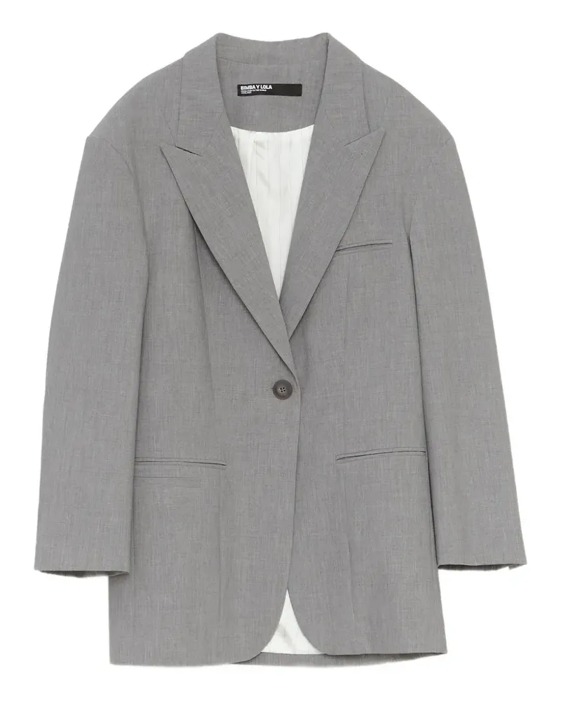 BIMBA Y LOLA Hellgrauer Maximantel mit doppelreihigem Tailoring-Schnitt und Revers Grau