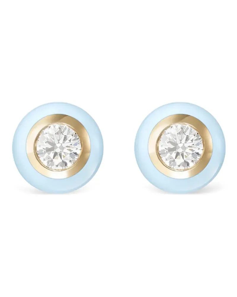 Melissa Kaye Emaillierte Gelbgoldohrringe mit Diamanten Gold