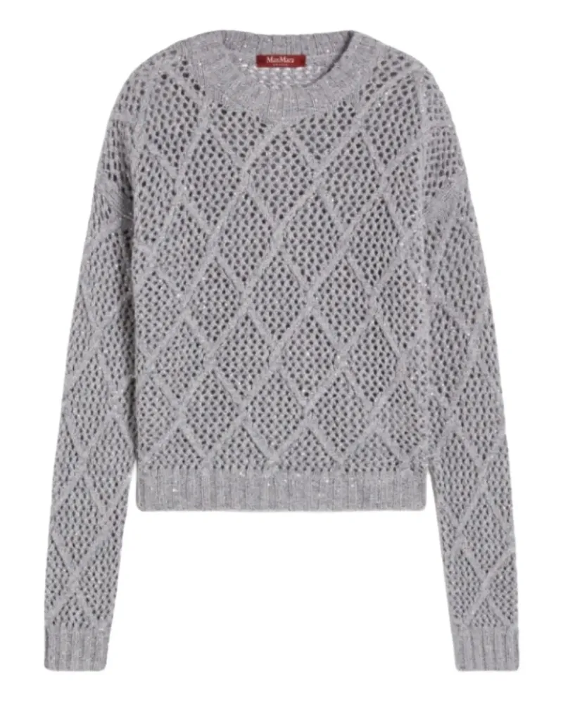 Max Mara Paillettenverzierter Pullover mit Rautenmuster - Grau Grau