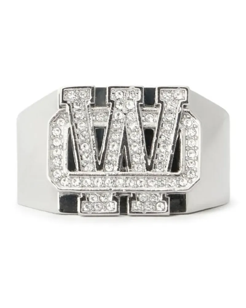 OFF-WHITE Bling Strass Arrow Siegelring - Silber Silber