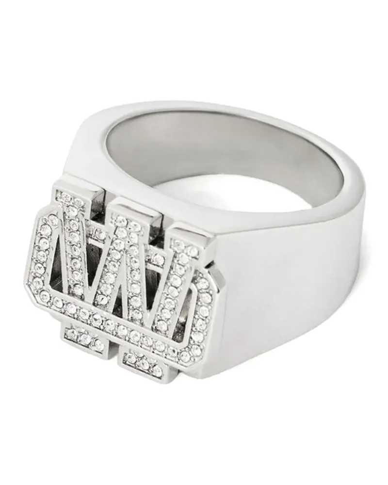 OFF-WHITE Bling Strass Arrow Siegelring - Silber Silber
