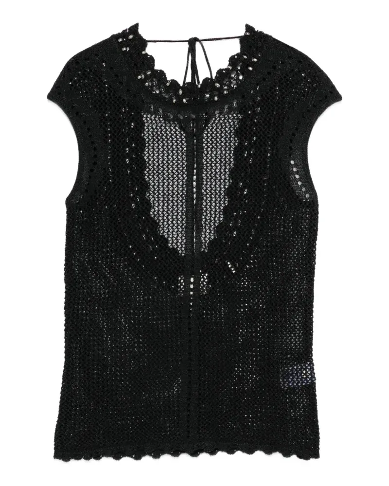 Isabel Marant scalloped openwork top - Schwarz Schwarz