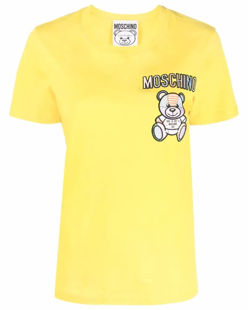 Moschino T-Shirt aus Bio-Baumwolle mit Teddy - Gelb Gelb