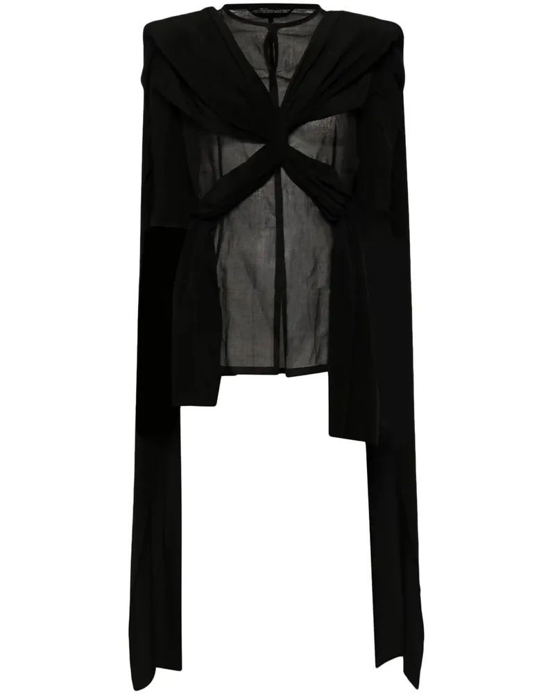 Yohji Yamamoto Semi-transparentes Oberteil - Schwarz Schwarz