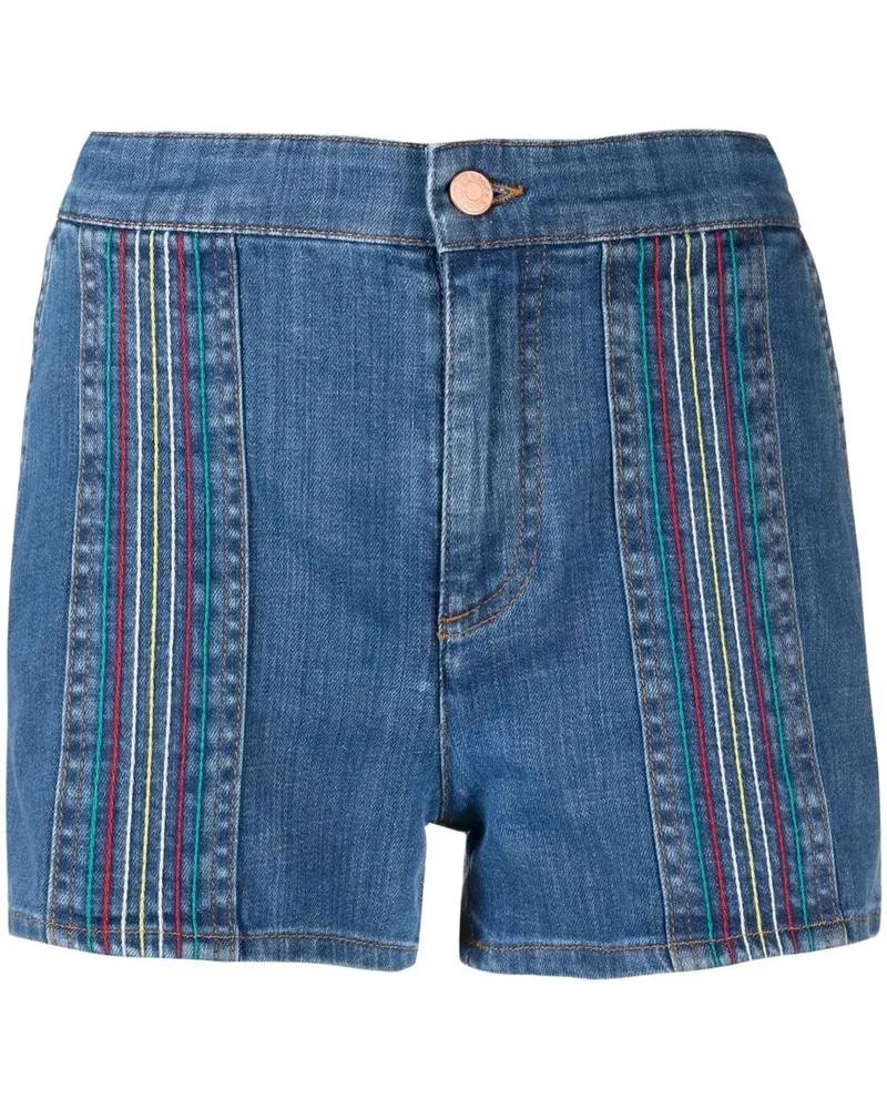See by Chloé Shorts mit Regenbogen-Stickerei - Blau Blau