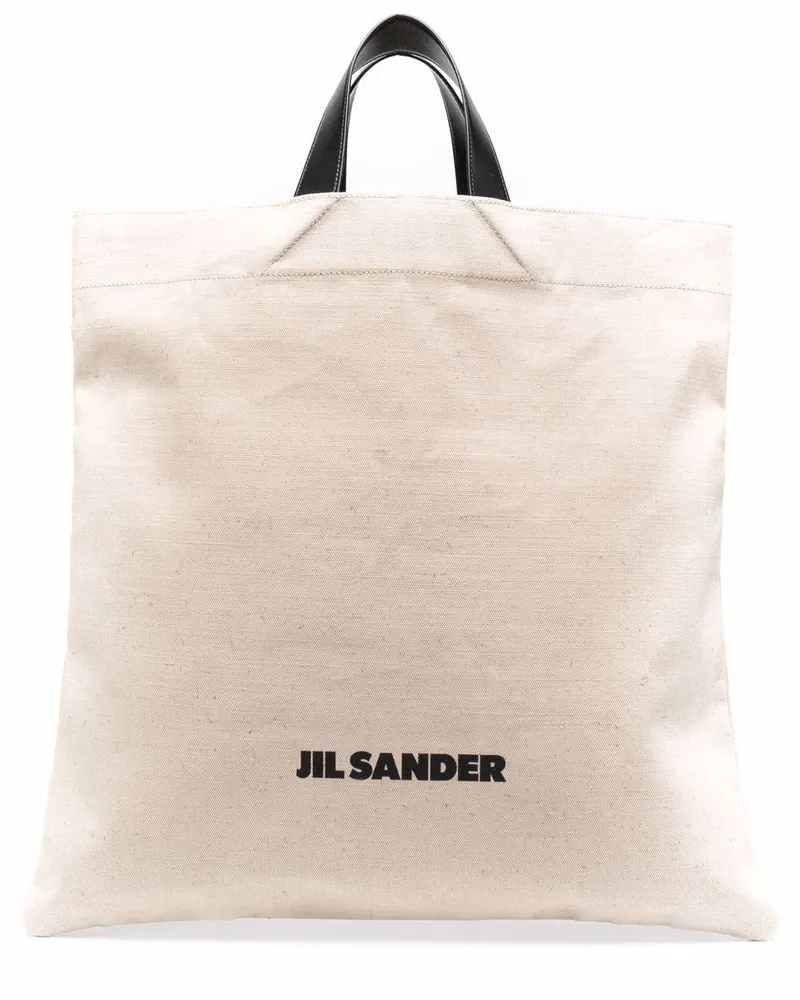 Jil Sander Shopper mit Logo-Print Nude
