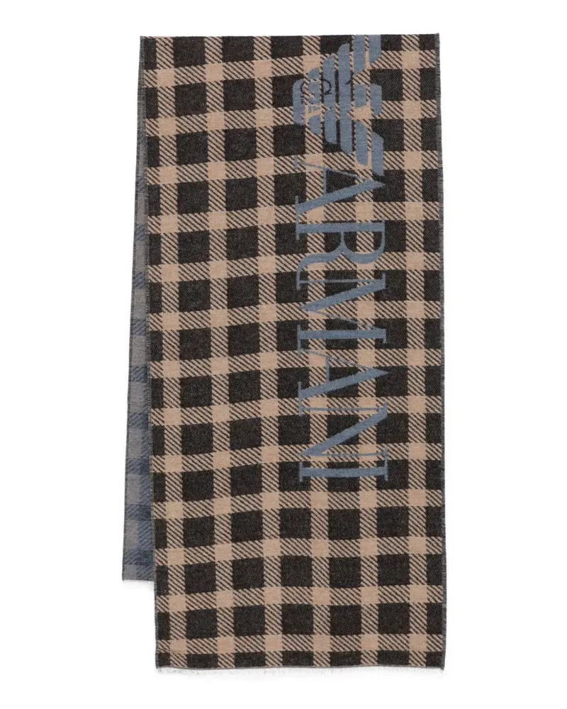 Emporio Armani Schal mit Karomuster - Schwarz Schwarz
