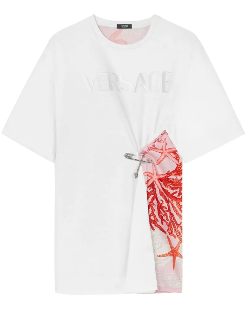 Versace Barocco Sea T-Shirt mit Sicherheitsnadel - Weiß Weiß