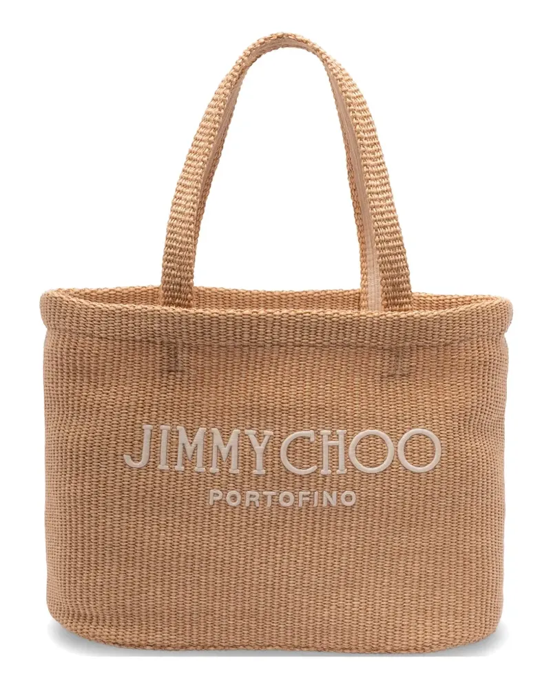 Jimmy Choo logo-lettering beach bag - Nude Nude