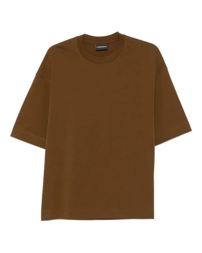 Emporio Armani logo-embroidered T-shirt - Braun Braun
