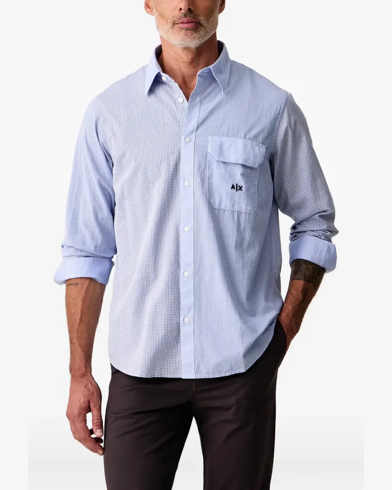 Armani Exchange Hemd im Patchwork-Look - Blau Blau