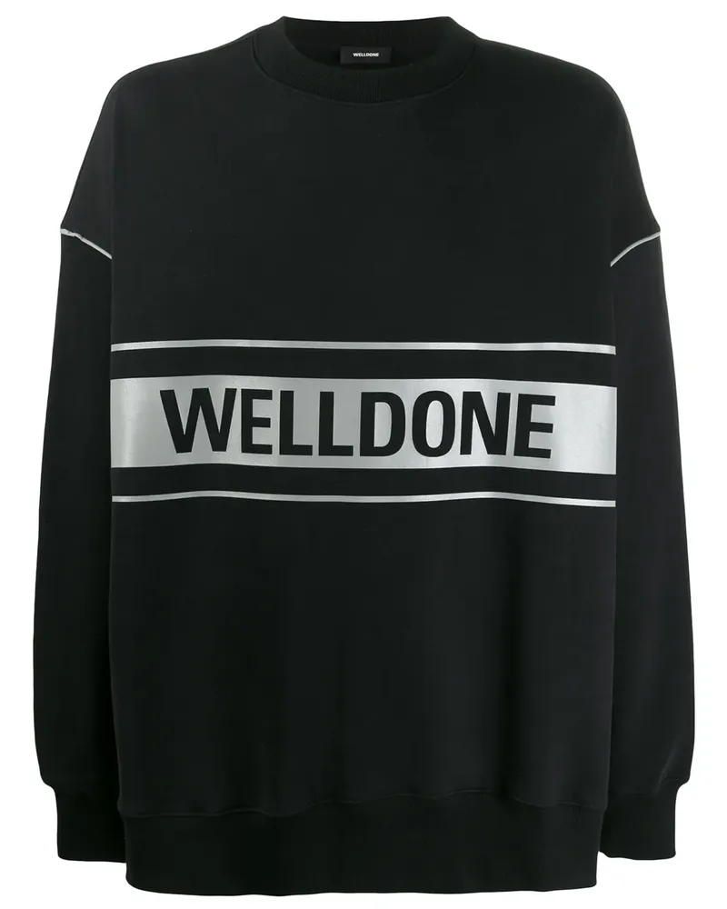 WE 11 DONE Sweatshirt mit Logo-Print - Schwarz Schwarz