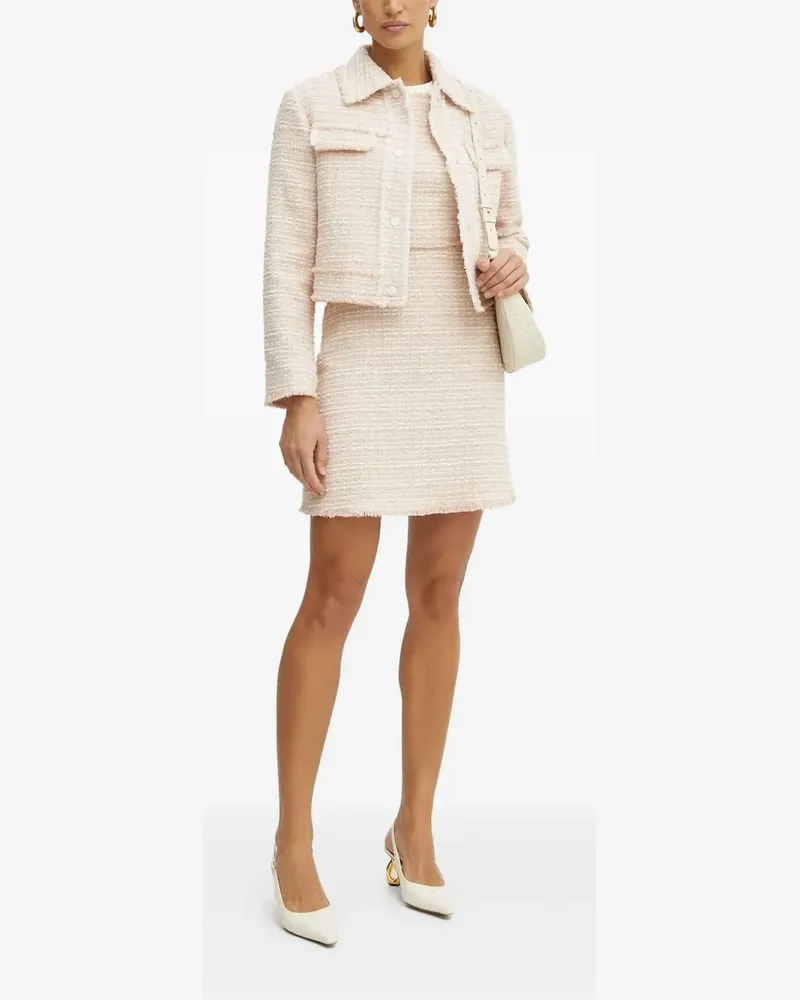 HUGO BOSS Minikleid aus Tweed mit Fransen - Nude Nude