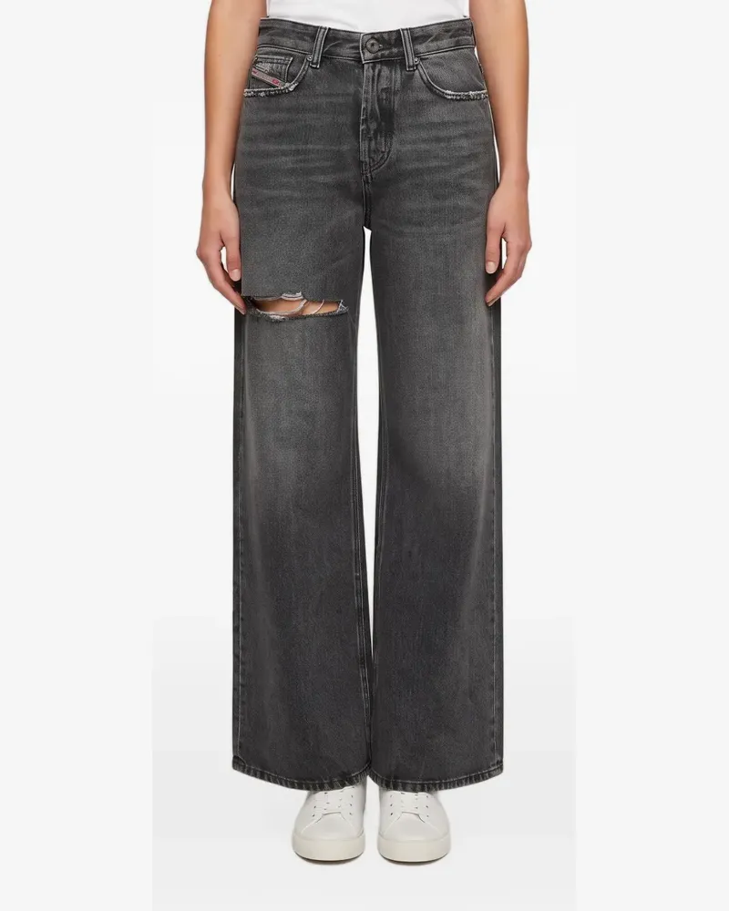 Diesel Weite Jeans im Distressed-Look - Grau Grau