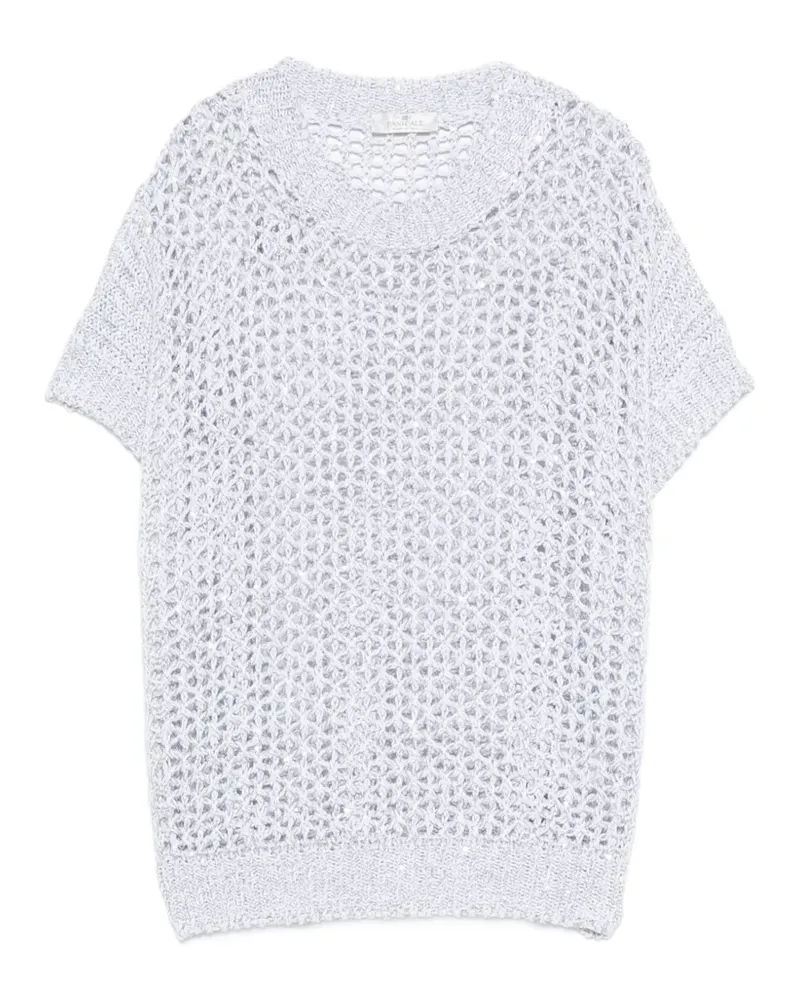 PANICALE Cashmere T-Shirt mit Lochstrickmuster - Grau Grau