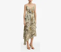 Gerüschtes Midikleid mit Animal-Print - Nude