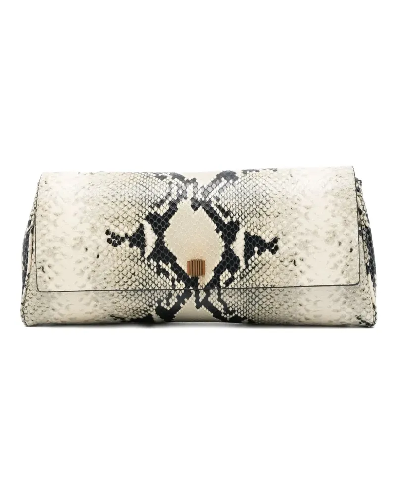 KHAITE snakeskin flap clutch - Nude Nude