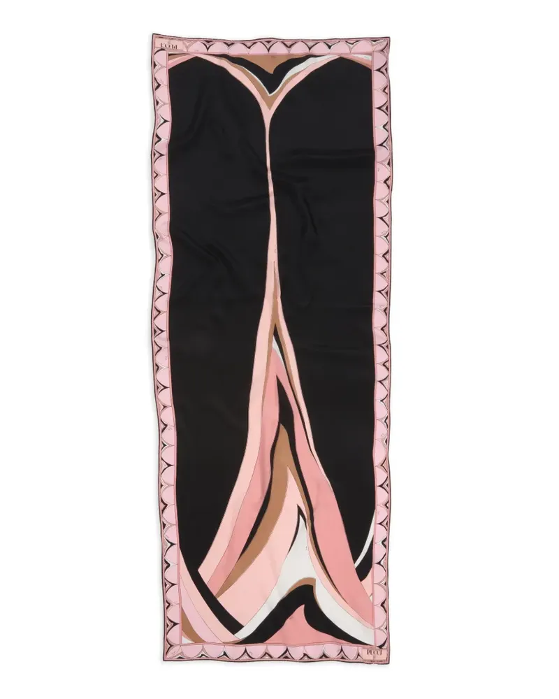 Emilio Pucci Stola aus Crêpe de Chine mit Fari-Print - Schwarz Schwarz