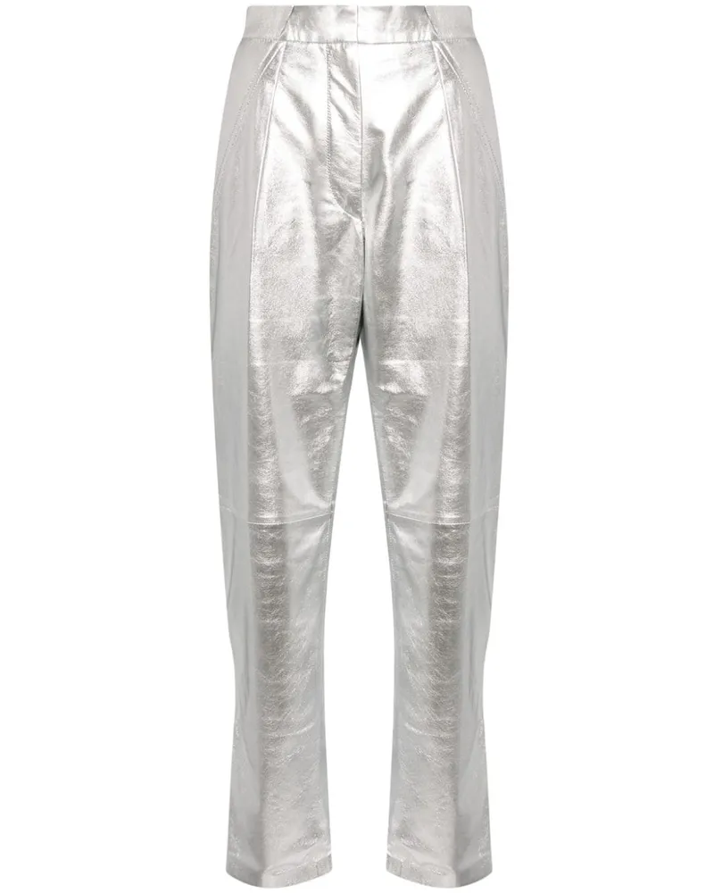 IRO Tapered-Hose aus metallischem Leder - Silber Silber