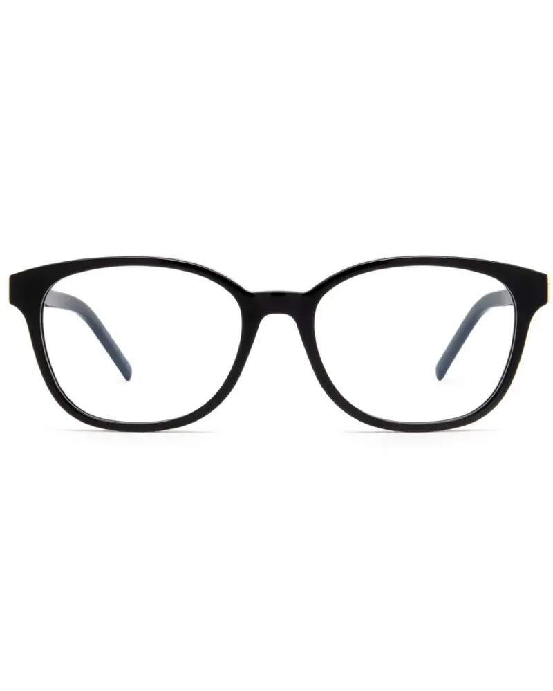 Saint Laurent Eckige Brille mit Logo-Schild - Schwarz Schwarz
