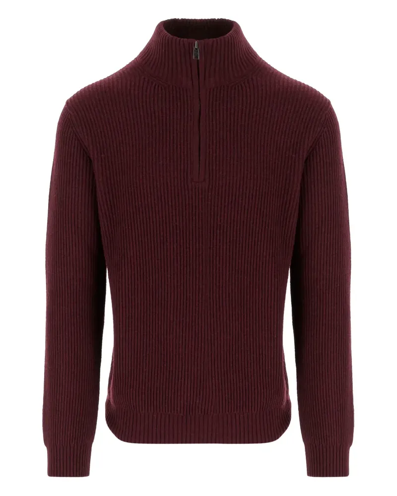 Woolrich Gerippter Pullover mit kurzem Reißverschluss - Rot Rot