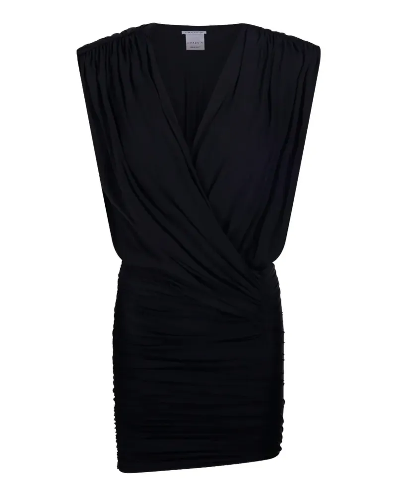 Amazuìn Candice draped V-neck mini dress - Schwarz Schwarz