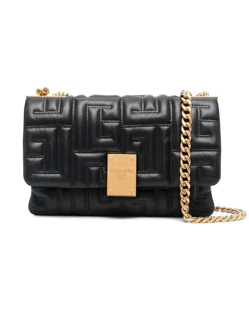 Balmain Kleine Schultertasche mit Steppmuster - Schwarz Schwarz