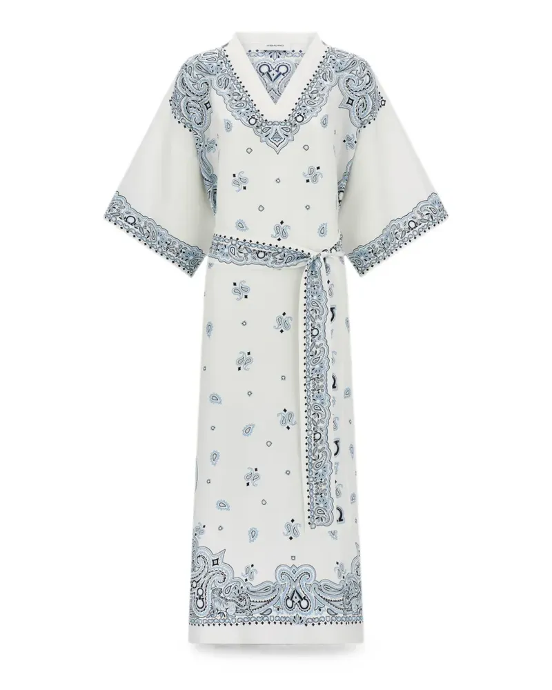 Ferragamo Arabesque-print silk caftan - Weiß Weiß