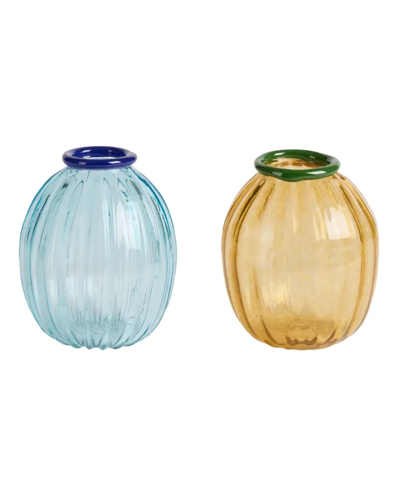 Lisa Corti Gerippte Rosebud Glasvasen - Blau Blau