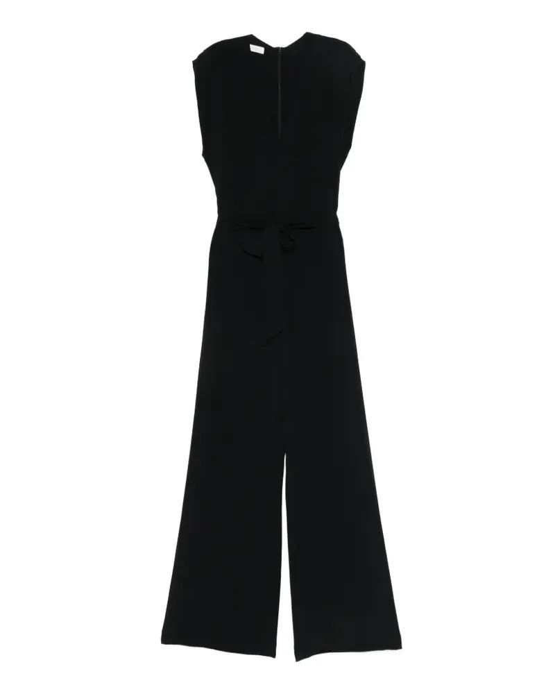 Glanshirt tie-waist jumpsuit - Schwarz Schwarz